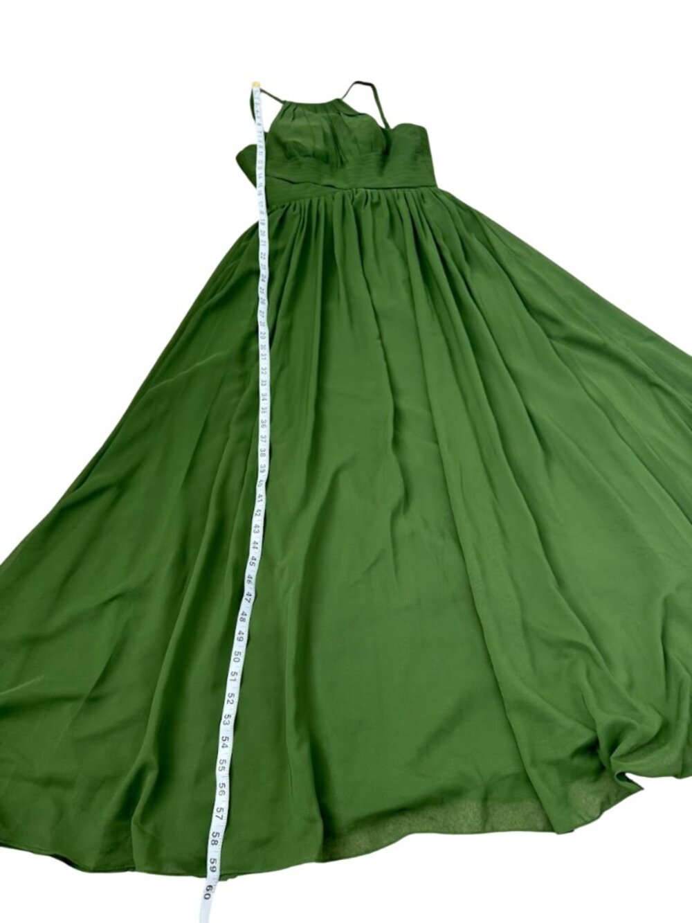 Green A-Line Chiffon Halter Maxi Dress Formal Prom Bridesmaid Size 2 - Picture 9 of 14